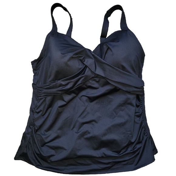 Lands' End Other - Lands' End Women's 16W DDD Wrap Front Swim Top Black Solid 1X Tummy Control S501